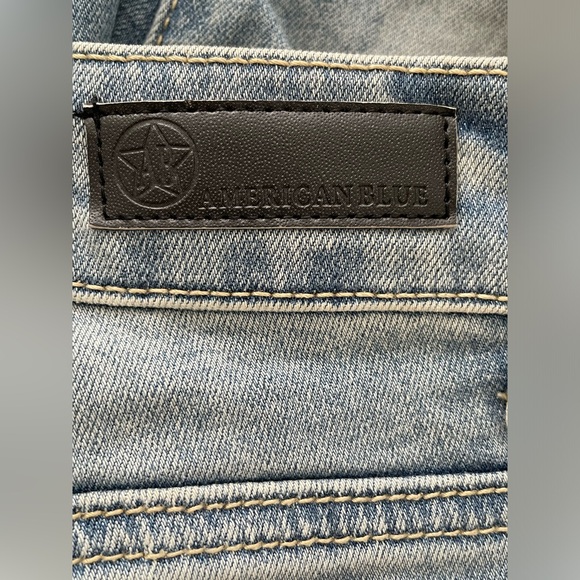 American Blue Light Wash Ripped Skinny Fit Jeans - size 9 - Picture 3 of 5
